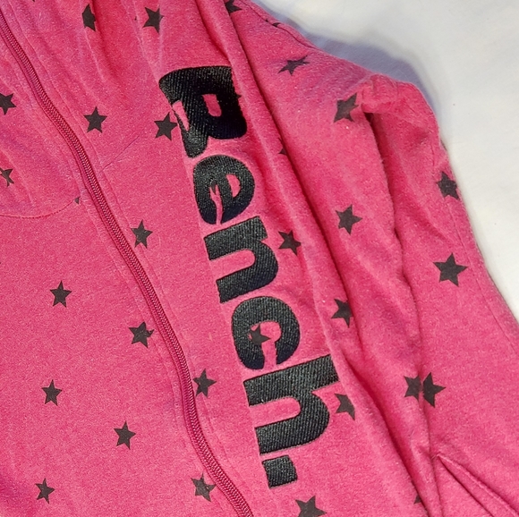 Bench Pink Lightweight Zippered Hoodie with Black Stars, Small - Picture 4 of 12